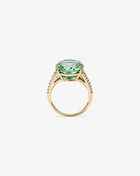 Oval Green Amethyst & 0.33 Carat TW Diamond Split Shank Ring 10kt Yellow Gold