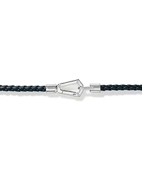 Men's Braided Leather Double Wrap Bracelet in Sterling Silver