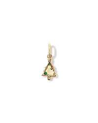 Christmas Tree Pendant with Round Created Emeralds in 10kt Yellow Gold