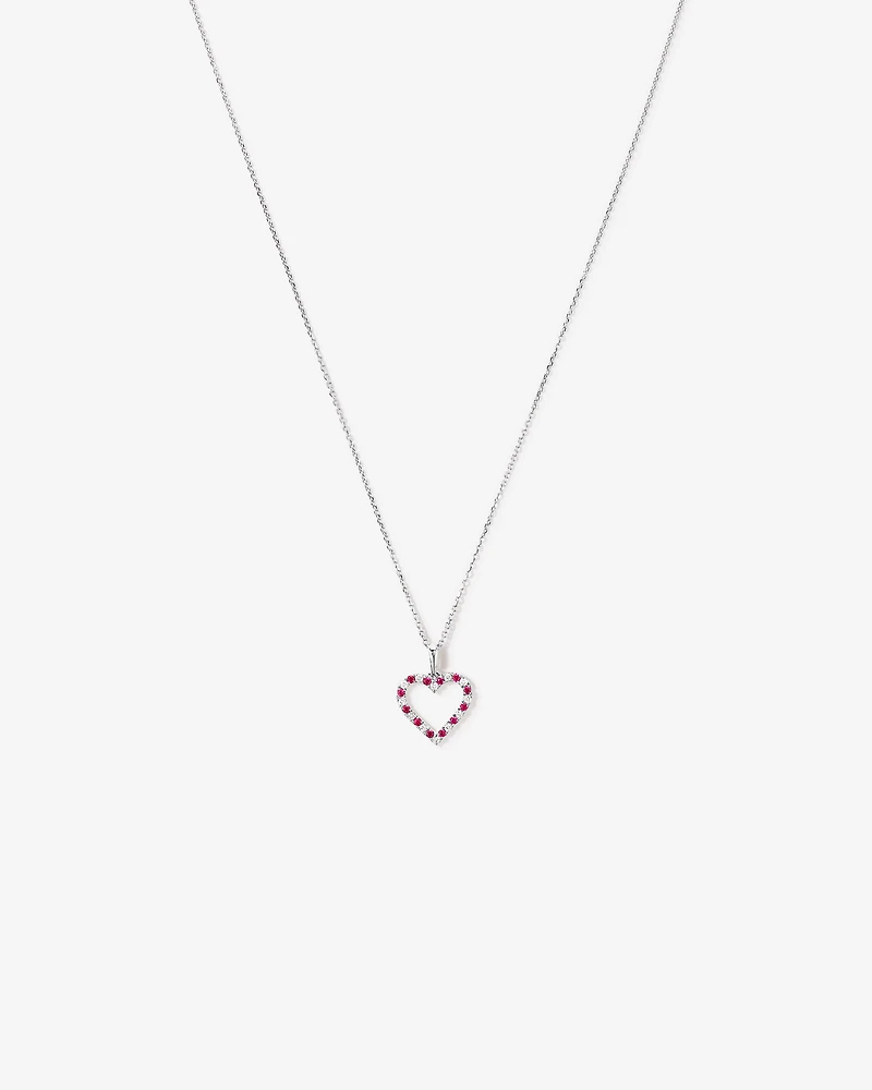 Heart Necklace with Created Ruby & 0.16 Carat TW of Diamonds in Sterling Silver
