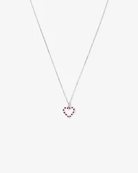 Heart Necklace with Created Ruby & 0.16 Carat TW of Diamonds in Sterling Silver