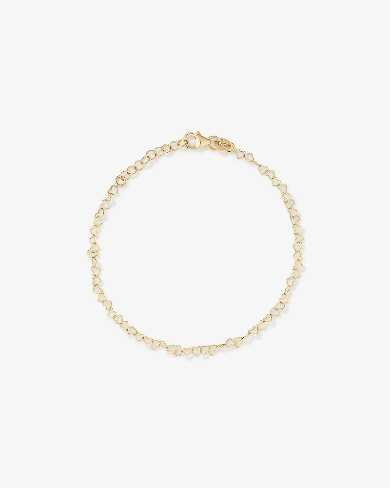 Heart Link Fancy Chain Bracelet in 10kt Yellow Gold