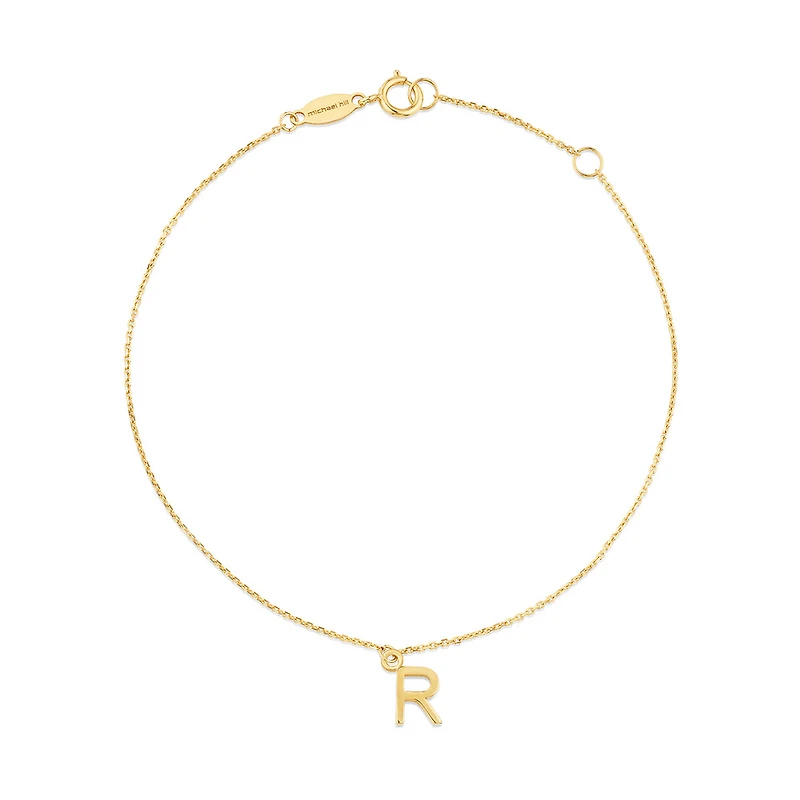 19cm (7.5") R Initial Bracelet in 10kt Yellow Gold