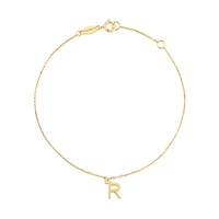 19cm (7.5") R Initial Bracelet in 10kt Yellow Gold
