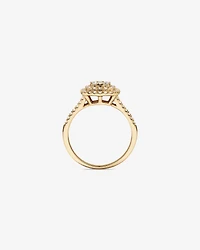 0.65 Carat TW Cushion Shaped Cluster Halo Diamond Ring in 10kt Yellow Gold