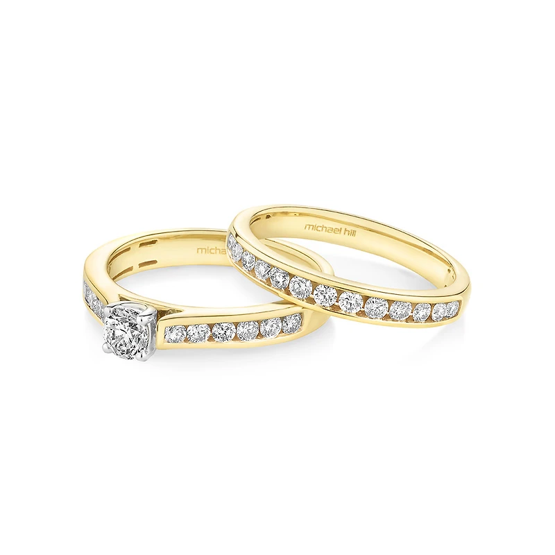 Bridal Set with 1.00 Carat TW of Diamonds in 14kt Yellow & White Gold