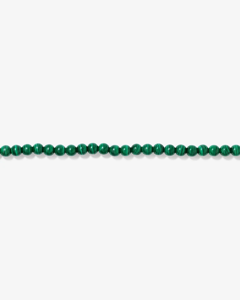 21cm Malachite Bead Bracelet in Sterling Silver
