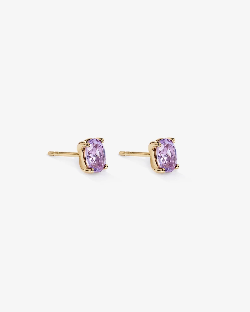 Oval Rose Amethyst Stud Earrings in 10kt Yellow Gold