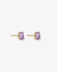 Oval Rose Amethyst Stud Earrings in 10kt Yellow Gold