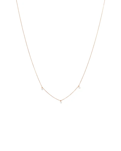 Cultured Freshwater Pearl Station Necklace in 10kt Rose Gold