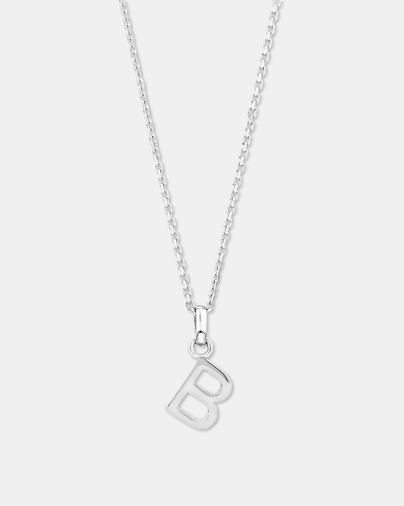 "B" Initial Pendant in Sterling Silver