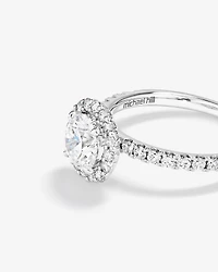 1.79 Carat TW Round Brilliant Laboratory-Grown Diamond Halo Engagemet Ring 14kt White Gold