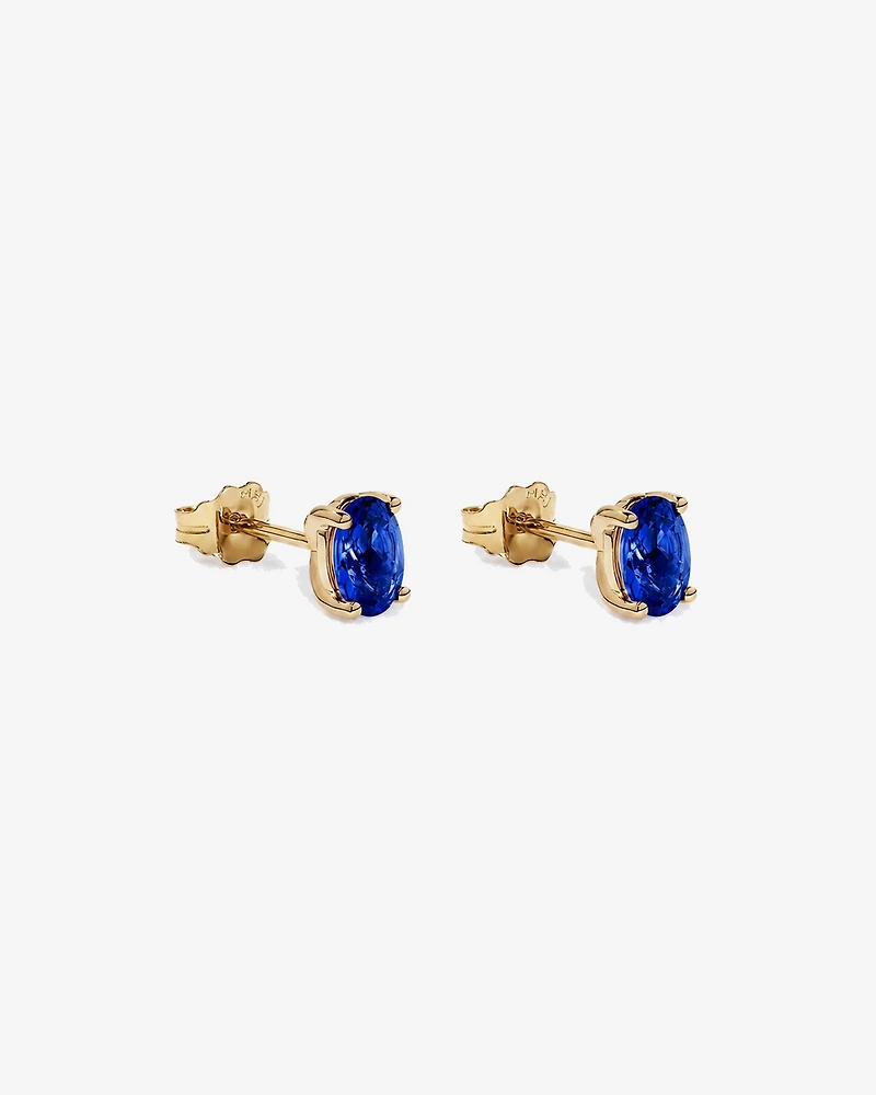 Oval Sapphire Stud Earrings in 10kt Yellow Gold