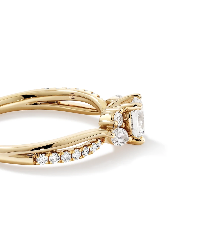 0.83 Carat TW Oval and Marquise Twist Engagement Ring in 14kt Yellow Gold