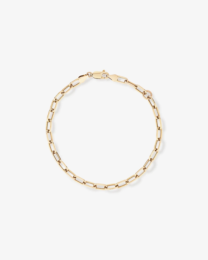 19cm (7.5") 3.5mm Hollow Paperclip Bracelet in 10kt Yellow Gold