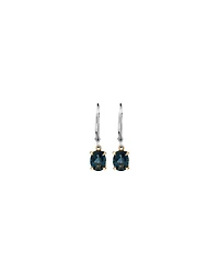 Earrings with London Blue Topaz in Sterling Silver and 10kt Yellow Gold