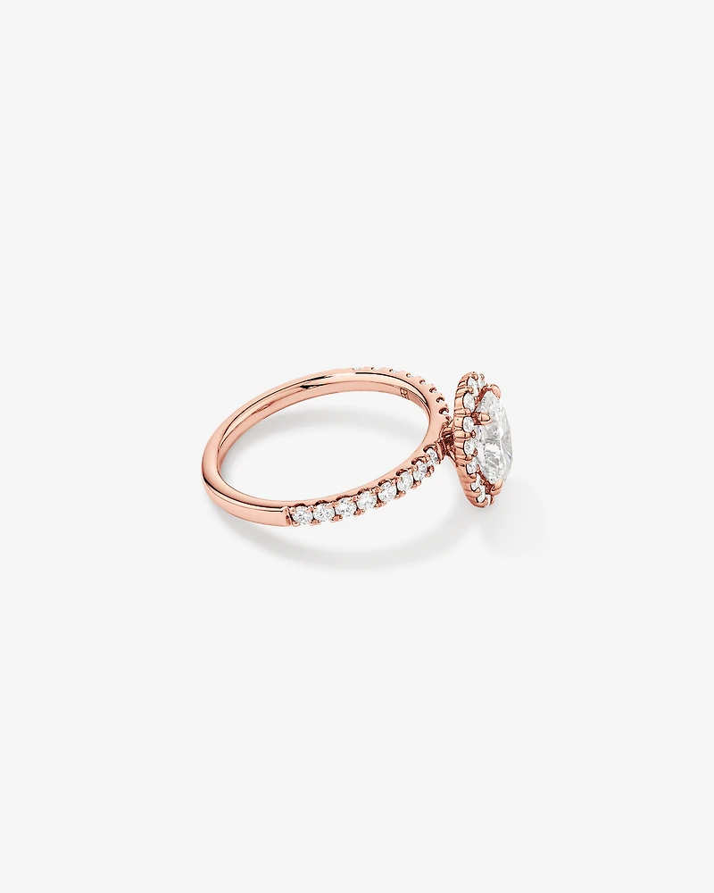 1.78 Carat TW Oval Laboratory-Grown Diamond Halo Engagement Ring in 14kt Rose Gold