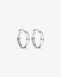 15mm Flat Round Hoop Earrings in 10kt White Gold