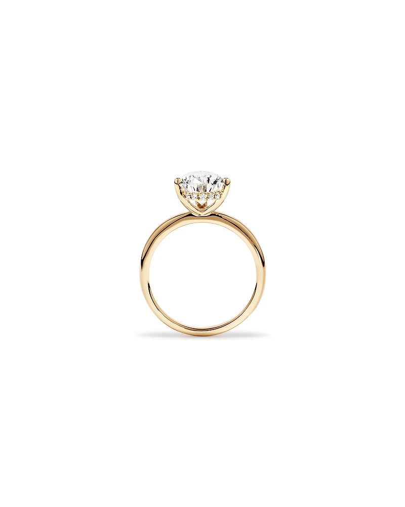 Bague solitaire en or jaune 18 carats avec diamant taille poire de 3,10 carats, cultivé en laboratoire