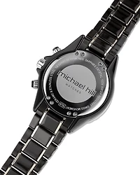 Montre chronographe en céramique noire et acier inoxydable rose avec diamants totalisant 0,50 ct.