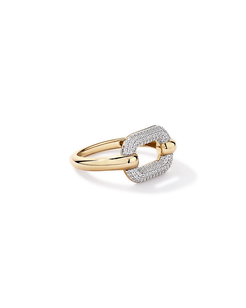 Anneau Luxe Links avec zirconie cubique en Vermeil 18 kt