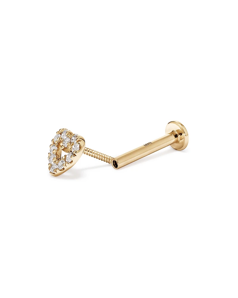 Heart Helix Single Stud Earring with 0.04 Carat TW of Laboratory-Grown Diamonds in 10kt Gold
