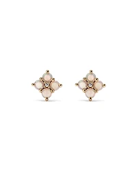Australian Opal & Diamond Accent Stud Earrings in 10kt Yellow Gold