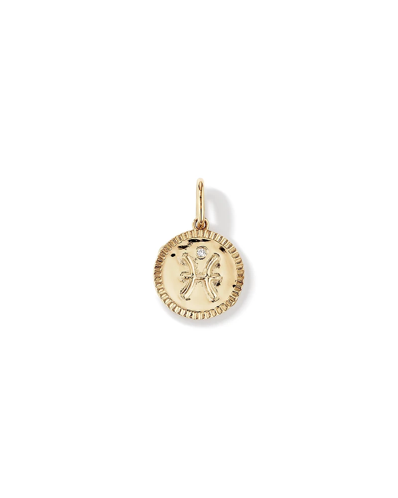 Diamond Accent Pisces Zodiac Pendant in 10kt Yellow Gold