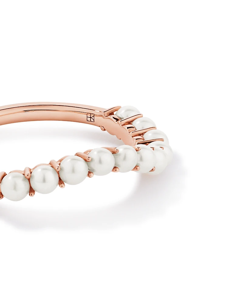 Cultured Freshwater Pearl Wave Band Ring 10kt Rose Gold