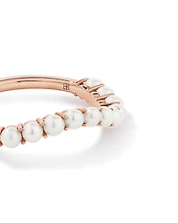 Cultured Freshwater Pearl Wave Band Ring 10kt Rose Gold