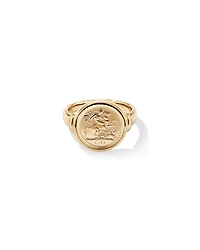 Bague médaillon quart de souverain en or jaune 10ct et 22ct