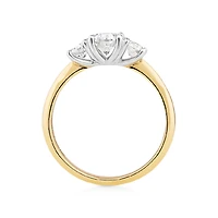 Bague de fiançailles en or jaune et blanc 14 K avec diamants totalisant 1 ct