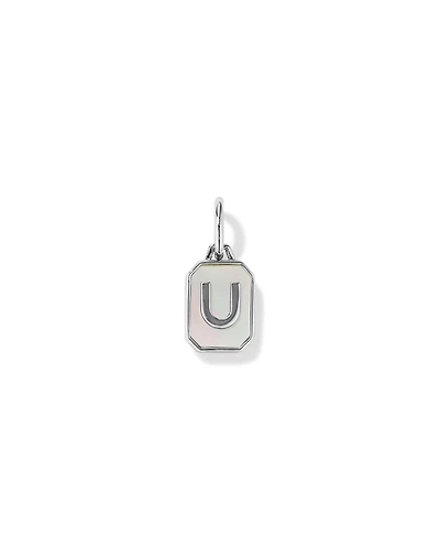 Letter U Mother of Pearl Initial Pendant in Sterling Silver