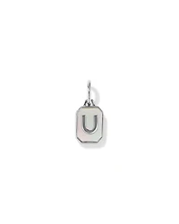 Letter U Mother of Pearl Initial Pendant in Sterling Silver