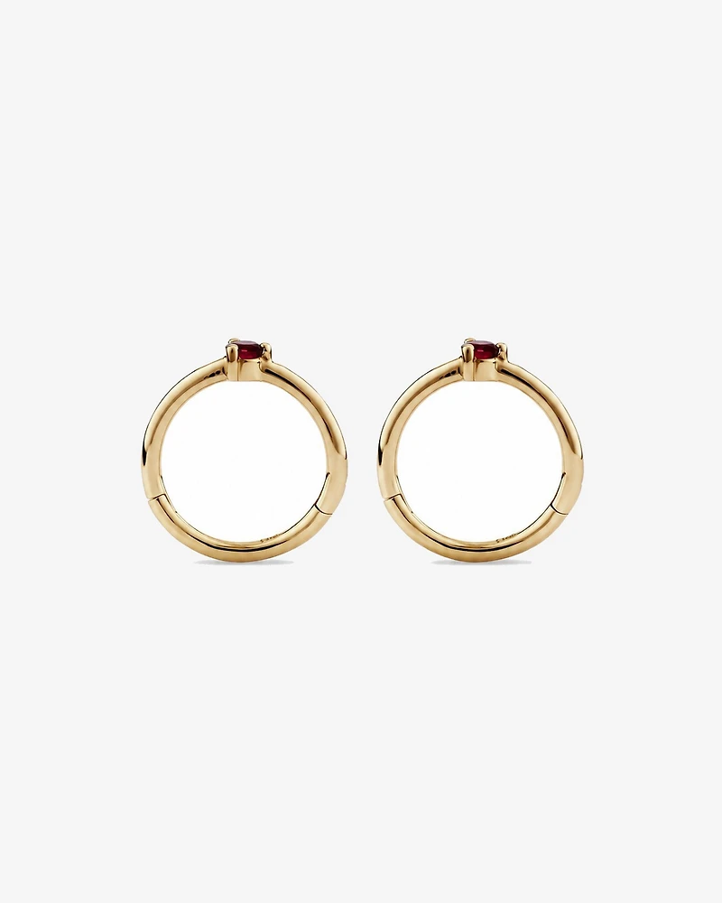 10mm Garnet Accent Sleepers in 10kt Yellow Gold