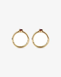 10mm Garnet Accent Sleepers in 10kt Yellow Gold