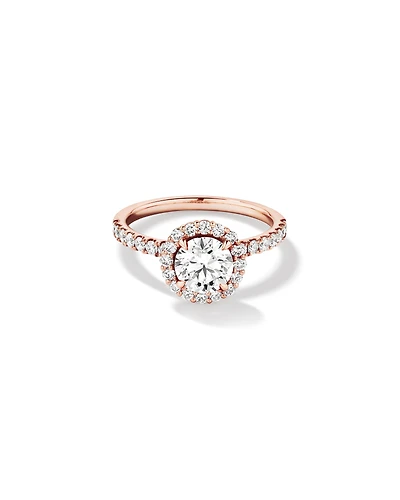 1.79 Carat TW Round Brilliant Laboratory-Grown Diamond Halo Engagemet Ring in 14kt Rose Gold