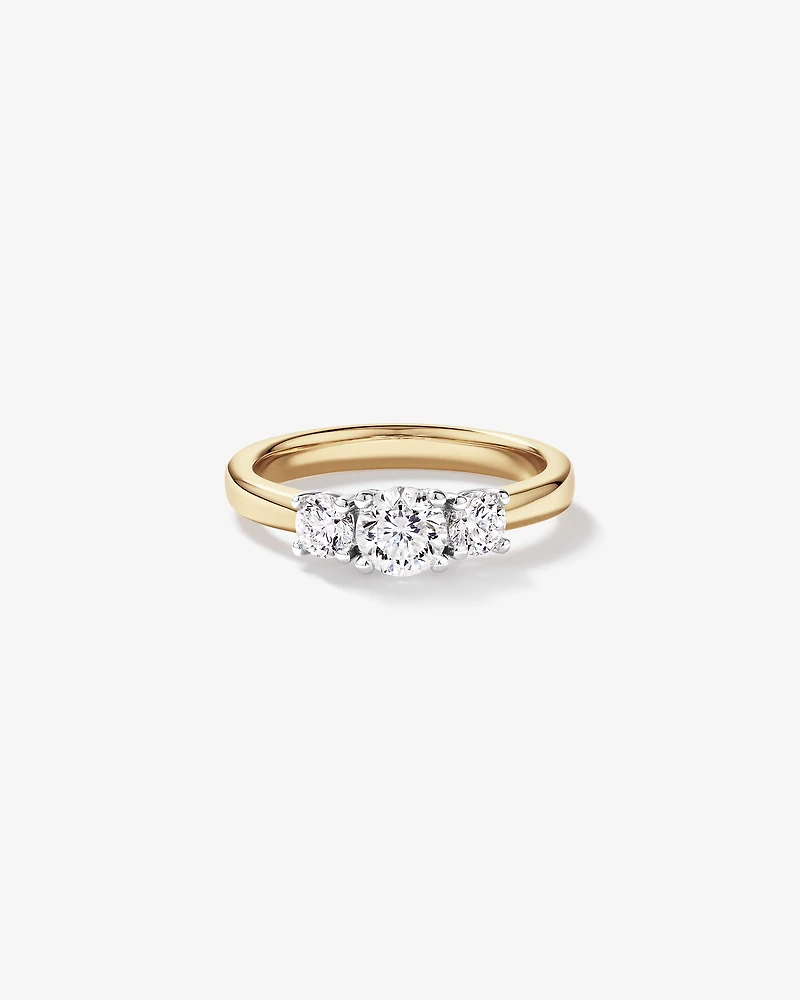 1.00 Carat TW 3 Stone Signature 101 Diamond Ring in 14kt Yellow and White Gold