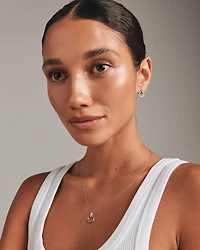 Door Knocker Stud Earrings with Cubic Zirconia in Sterling Silver