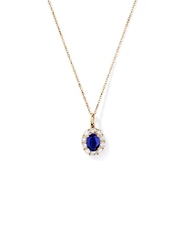 Created Sapphire & 0.47 TW Carat TW Laboratory-Grown Diamond Pendant with Chain in 10kt Gold