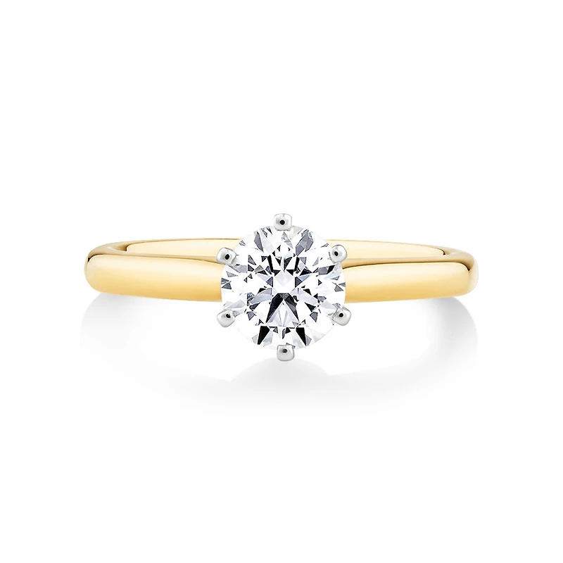 Certified Solitaire Engagement Ring with a 1 Carat TW Diamond in 18kt Yellow/White Gold