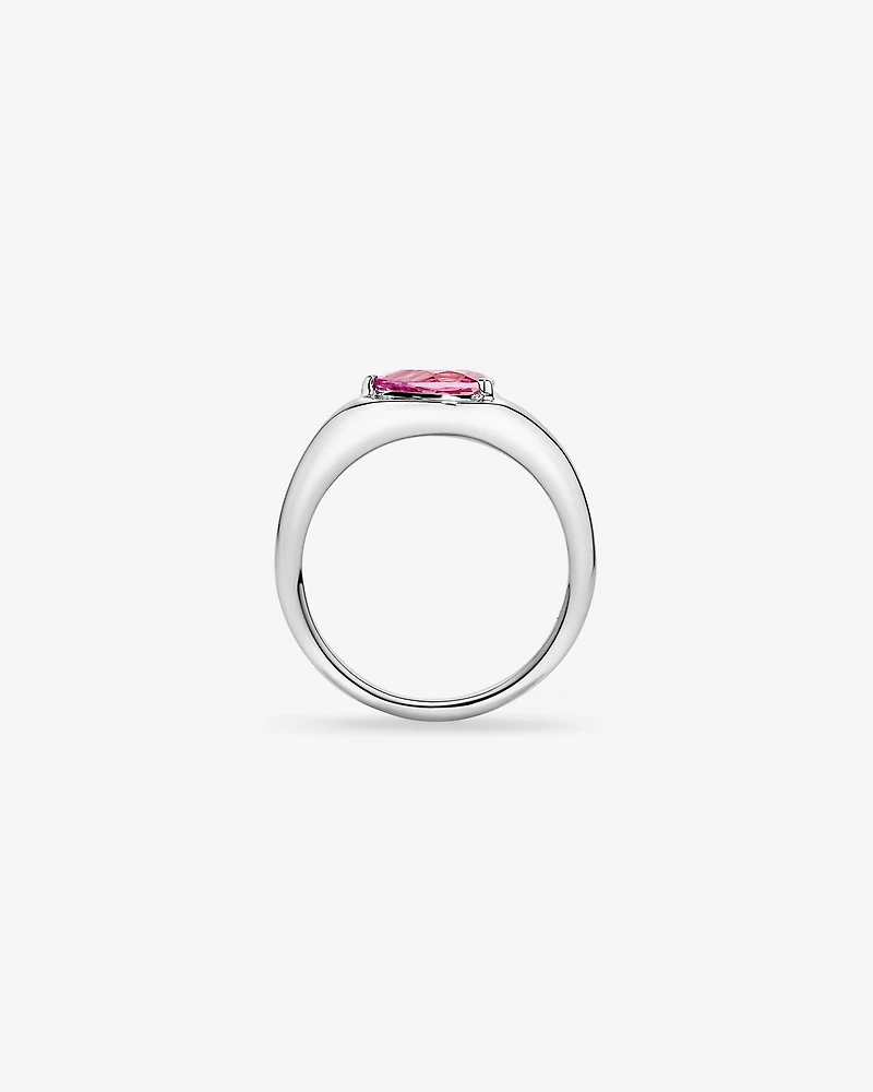 Pear Cut Blush Pink Tourmaline East-to-West Set Ring 10kt White Gold