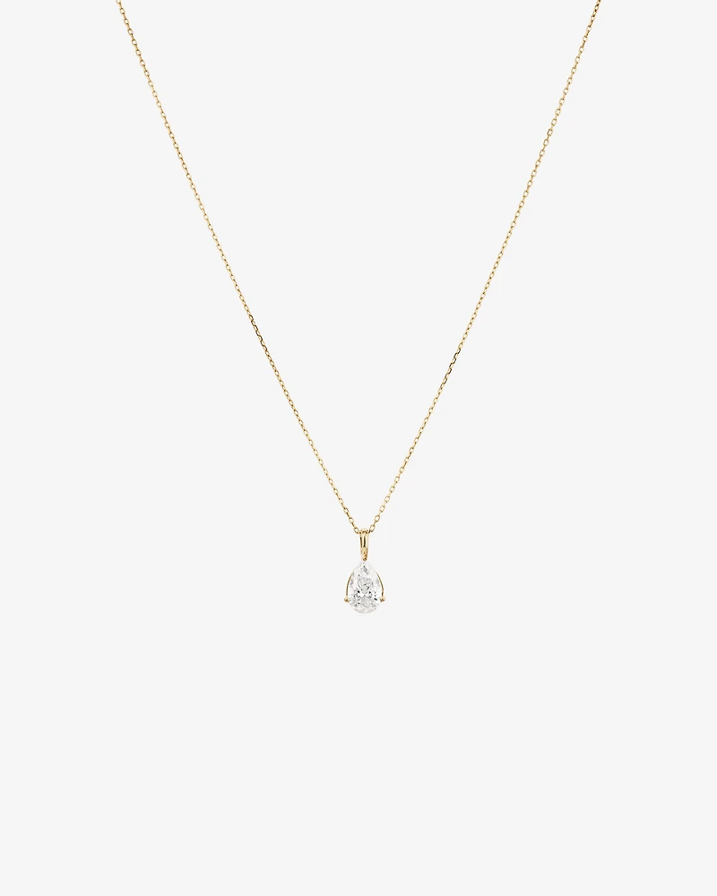 1.00 Carat TW Pear Cut Laboratory-Grown Diamond Solitaire Pendant in 10kt Yellow Gold