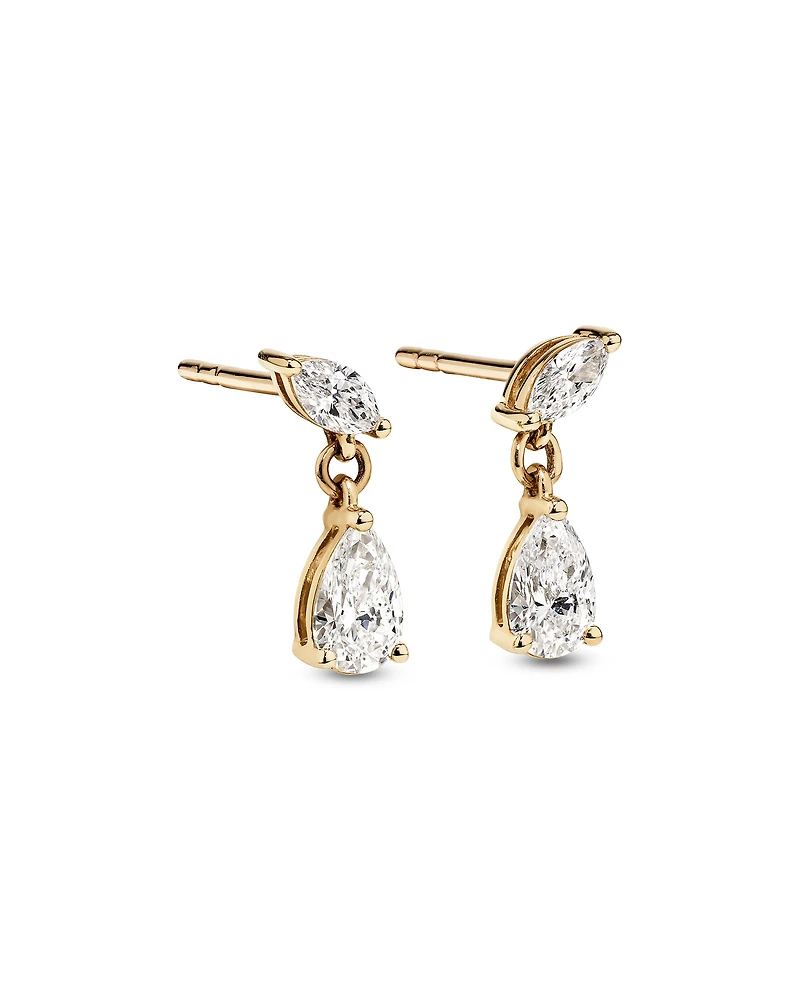 0.77 Carat TW of Laboratory-Grown Diamond Drop Earrings in 10kt Yellow Gold