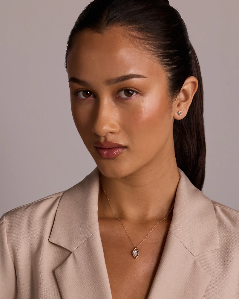 Lume Lab Marquise Pendant with 0.50 Carat TW of Laboratory-Grown Diamond in 10kt Yellow Gold