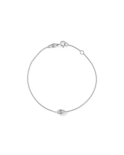 Bracelet à lunette en saphir blanc taillé par la marque Marquise en or blanc 10 carats