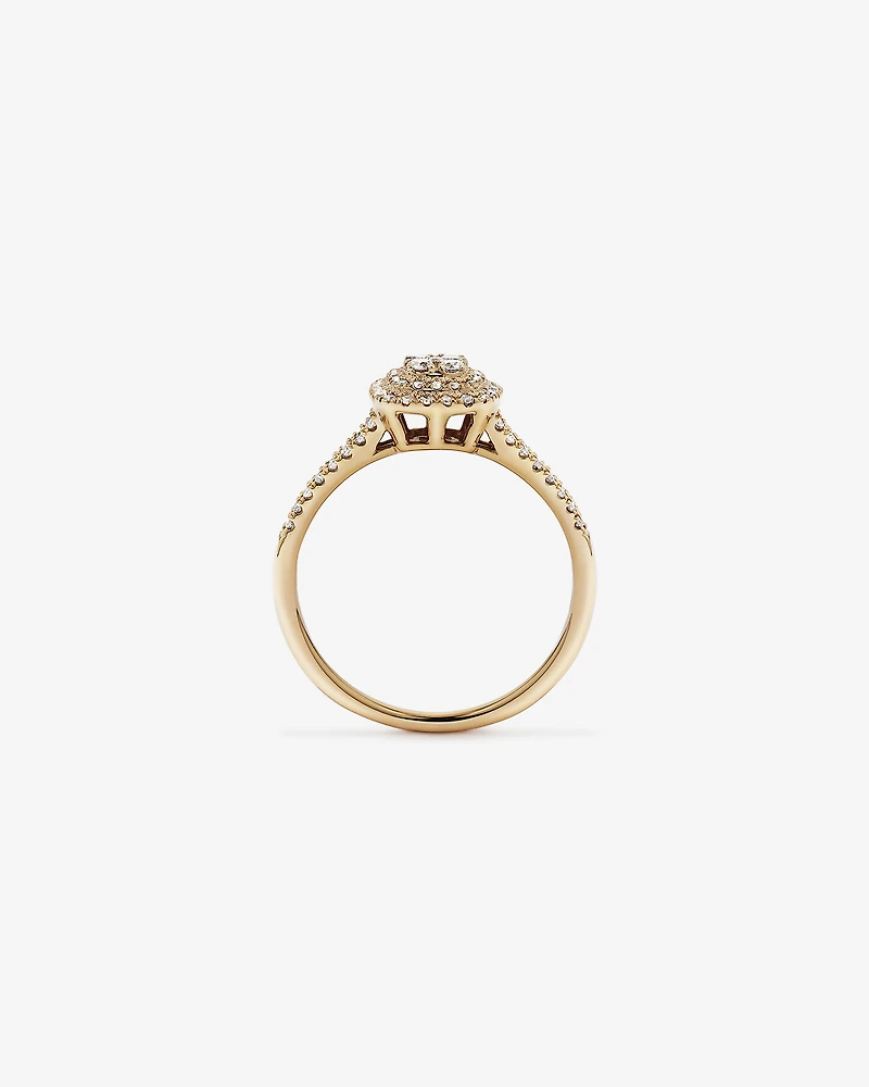 0.30 Carat TW Cushion Shaped Cluster Halo Diamond Ring in 10kt Yellow Gold