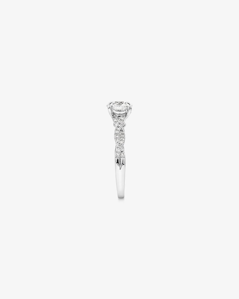 1.40 Carat TW Round Brilliant Laboratory-Grown Diamond Solitaire Twist Engagement Ring in 14kt White Gold