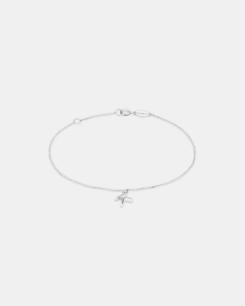 19cm (7.5") K Initial Bracelet in Sterling Silver