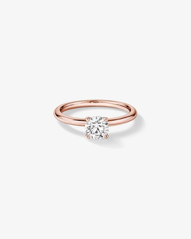 0.70 Carat TW Round Brilliant Laboratory-Grown Diamond Solitaire Engagement Ring in 14kt Rose Gold